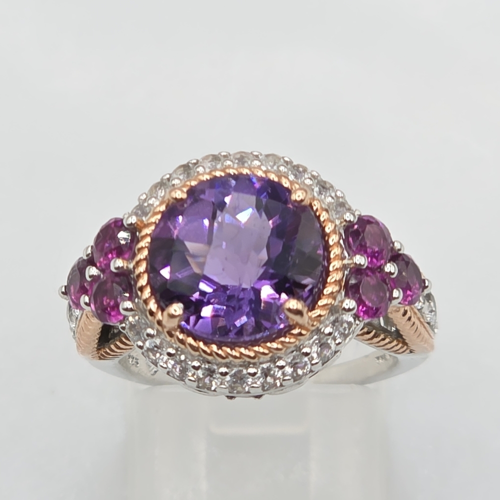 Glorious Victoria Wieck  African Amethyst And Rhodolite Garnet Ring